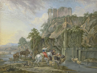 Bergers nära en romersk fontän - Johann Albrecht Friedrich Rauscher — vy av konstverket