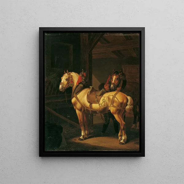 Johann Baptist Dallinger von Dalling - Zwei Zugpferde Im Stall.webp