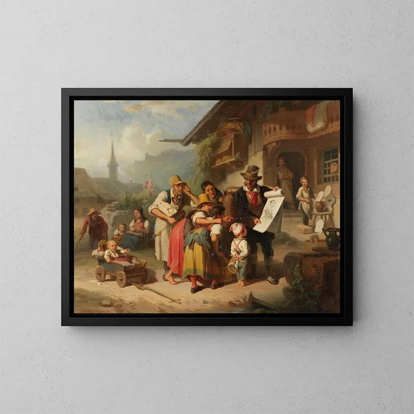 en byscen i Schwarzwald - Johann Baptist Kirner — inramlat konstverk på väggen