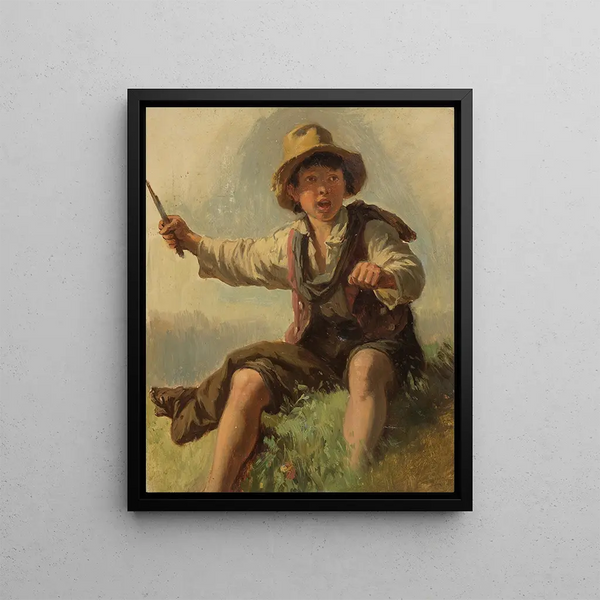 Johann Baptist Kirner - Italienerbub auf einem Heukarren sitzend.webp