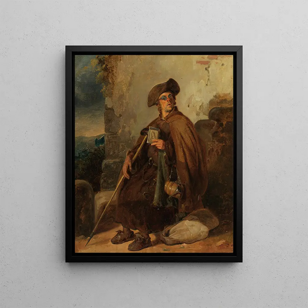 Pèlerin sittande - Johann Baptist Kirner — inramlat konstverk på väggen
