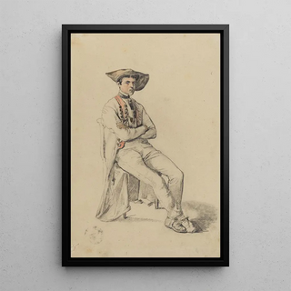 Johann Baptist Kirner - Sitzender junger Mann in Hanauer Tracht.webp