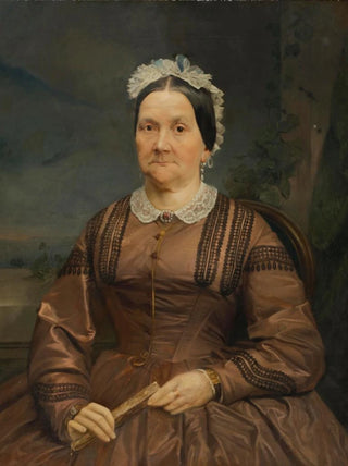 Johann Baptist Reiter - Portrait einer Dame im braunen Seidenkleid.webp
