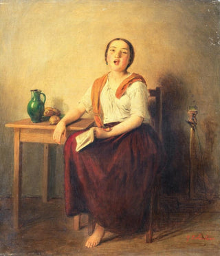 Johann Baptist Reiter - Portrait of a Young Woman Singing.webp