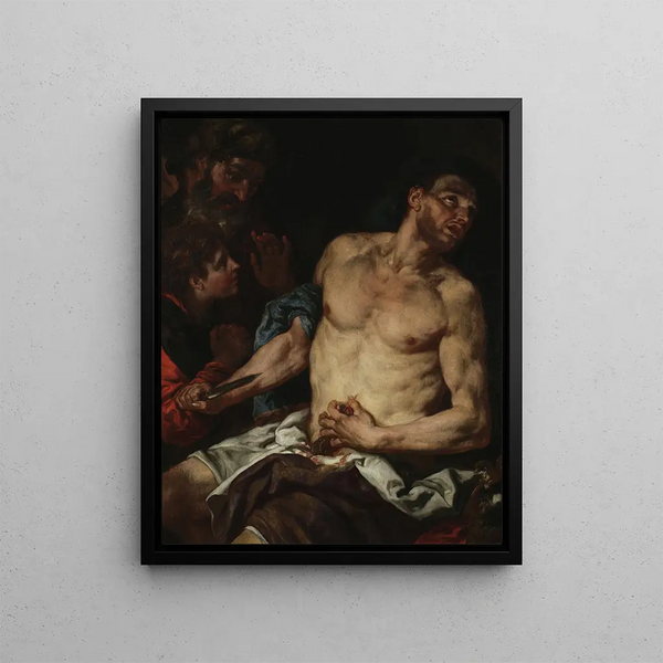 La mort de Caton - Johann Carl Loth — inramlat konstverk på väggen