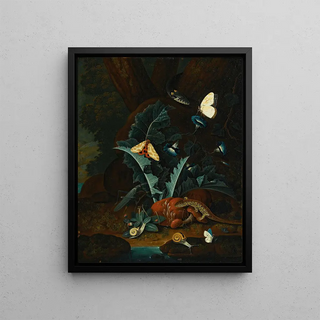 Johann Falch - Forest Floor Still Life With Snails A Lizard A Grasshopper Moths And A Snake.webp