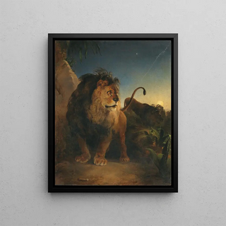 Johann Fischbach - Pair of Lions on a Moonlit Night.webp