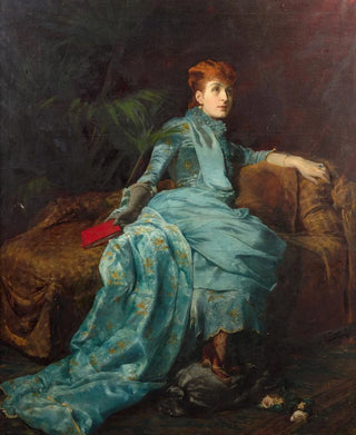 Johann Frank Kirchbach - Portrait of the countess Kessler in an interior.webp