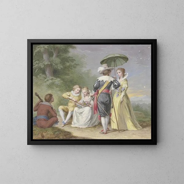 Société musicale au bord de la forêt - Johann Friedrich August Tischbein — inramlat konstverk på väggen