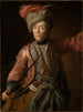 porträtt av en äldre kvinna i hussaruniform - Johann Georg Dathan — vy av konstverket