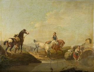 Johann Georg Pforr - A Groom Leading two Horses to the Water.webp