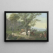 Troupeau campé sous un chêne, à droite berger et bergère prenant leur repas et vue au loin - Johann Georg Pforr — inramlat konstverk på väggen