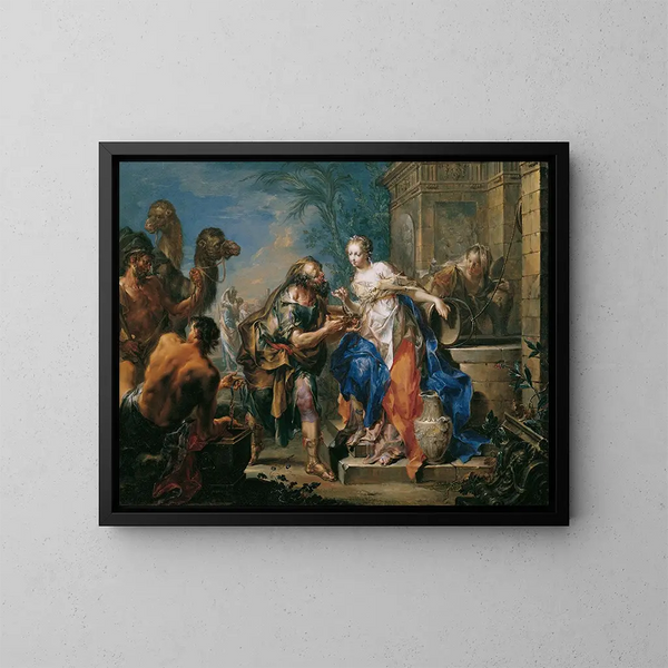 Rebekka vid brunnen - Johann Georg Platzer — inramlat konstverk på väggen