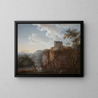 Johann Georg Wagner - Burg auf einem Felsen ber einem Flutal.webp