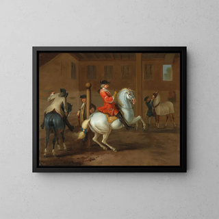 Johann Georg de Hamilton - A Cavalier On A Gray Horse In A Riding School.webp