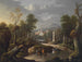 landskapsbild med berg och resenärer - Johann Georg von Bemmel — vy av konstverket