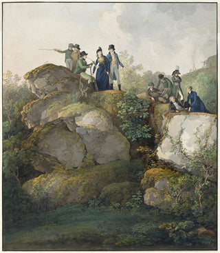 Johann Georg von Dillis - A Royal Party Admiring the Sunset atop the Hesselberg Mountain.webp