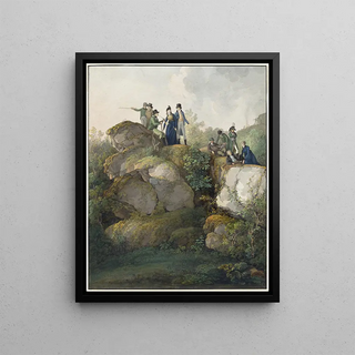 Johann Georg von Dillis - A Royal Party Admiring the Sunset atop the Hesselberg Mountain.webp