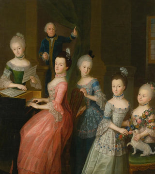 Johann Gottlieb Becker - Portrait Of Count Johann Casemir Von Schlieben And His Five Daughters.webp
