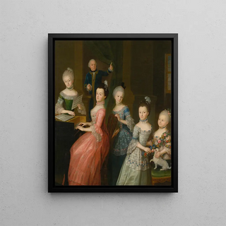 Johann Gottlieb Becker - Portrait Of Count Johann Casemir Von Schlieben And His Five Daughters.webp