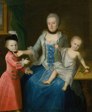 Johann Gottlieb Becker - Portrait Of Fridericia Adolphina Countess Von Schlieben And Her Two Sons Gotthelf Sigismund And Adolf Friedrich.webp