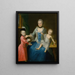 porträtt av Fridericia Adolphina, grevinna von Schlieben, och hennes två söner Gotthelf Sigismond och Adolf Friedrich - Johann Gottlieb Becker — inramlat konstverk på väggen