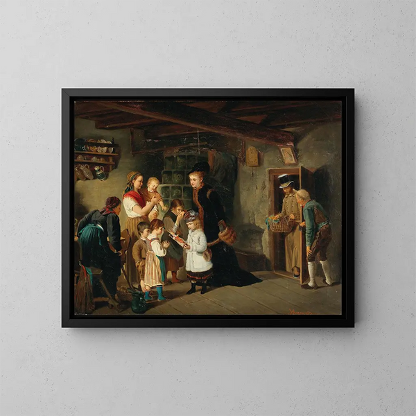 Cadeaux de Saint Nicolas - Johann Hamza — inramlat konstverk på väggen