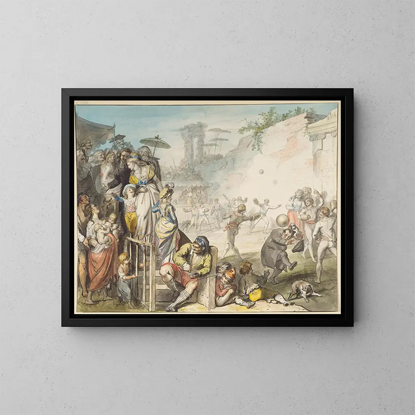 bollspel i Rom - Johann Heinrich Ramberg — inramlat konstverk på väggen