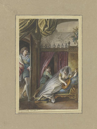 Johann Heinrich Ramberg - Gitarre spielende Dame auf ihren Liebhaber wartend.webp
