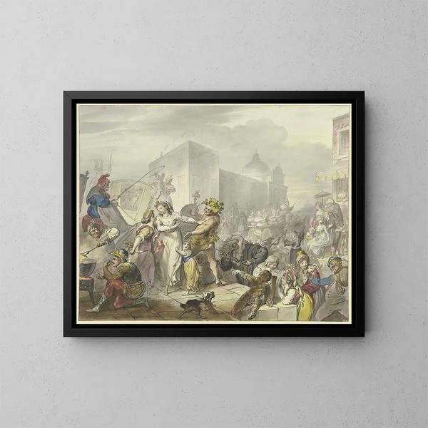 Scen från romerskt karneval - Johann Heinrich Ramberg — inramlat konstverk på väggen