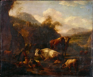 Landskap - Johann Heinrich Roos — vy av konstverket