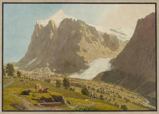 Johann Jakob Biedermann - Grindelwald von Westen mit Wetterhorn und dem oberen Gletscher.webp