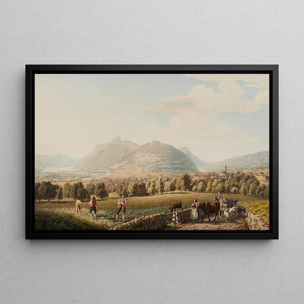 Vue du bourg de Schwytz - Johann Jakob Biedermann — inramlat konstverk på väggen
