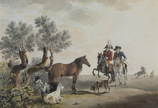 Johann Jakob Biedermann - Zwei Reiter die ihren Weg ber eine Tierweide nehmen.webp
