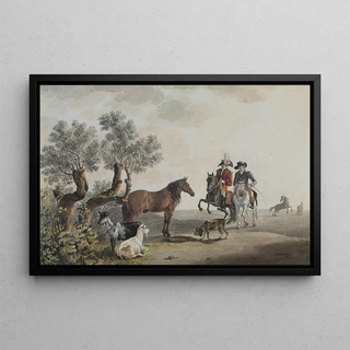 Johann Jakob Biedermann - Zwei Reiter die ihren Weg ber eine Tierweide nehmen.webp