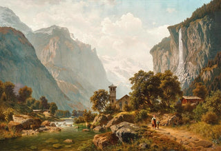 Johann Joseph Jansen - A view of Lauterbrunnen and Staubbach Falls Switzerland.webp