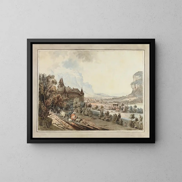 Vue du château d'Aigle - Johann Karl Müllner — inramlat konstverk på väggen