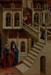 Presentation av Jungfru Maria i templet altartavla av Marienfeld - Johann Koerbecke — vy av konstverket