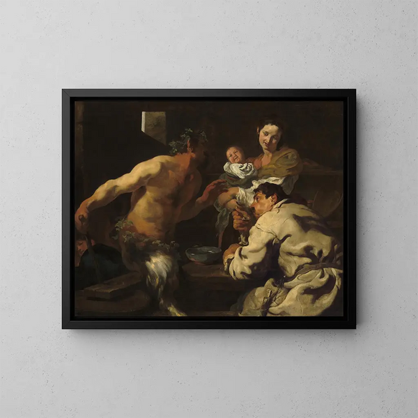 Le satyre et le paysan - Johann Liss — inramlat konstverk på väggen