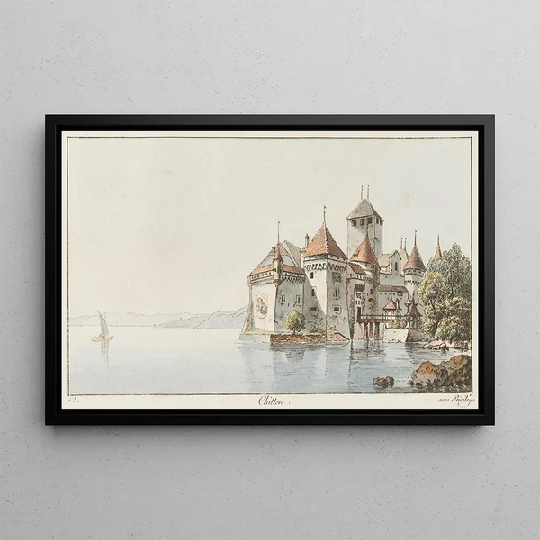 Chillon - Johann Ludwig Aberli — inramlat konstverk på väggen