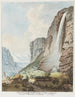 vattenfallet kallat Staubbach i Lauterbrunnen-dalen - Johann Ludwig Aberli — vy av konstverket