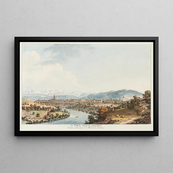 La ville de Berne du côté nord - Johann Ludwig Aberli — inramlat konstverk på väggen