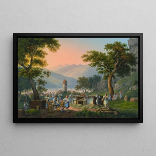 Johann Ludwig Bleuler - Scne villagoise Unterseen.webp