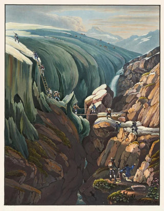 Johann Ludwig Bleuler - Vue de lenfer prs de la montagne de lOiseau et du glacier du Rhinwald.webp