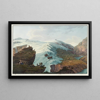 Johann Ludwig Bleuler - Vue du Glacier du Rheinwald prise prs les cabanes des bergers de Bergame.webp
