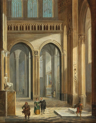 Johann Ludwig Ernst Morgenstern - A church interior with figures dressed in seventeenthcentury costume.webp