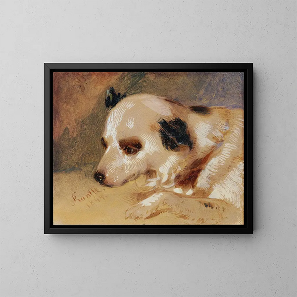 Tête de chien - Johann Matthias Ranftl — inramlat konstverk på väggen
