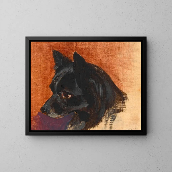 Tête d'un petit chien noir - Johann Matthias Ranftl — inramlat konstverk på väggen