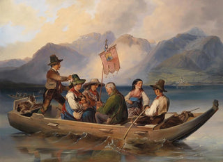 Traversée sur le lac Wolfgang - Johann Matthias Ranftl — vy av konstverket