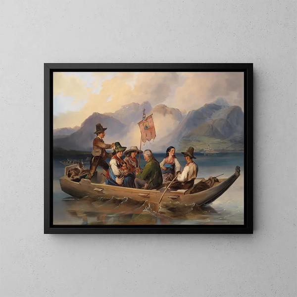 Traversée sur le lac Wolfgang - Johann Matthias Ranftl — inramlat konstverk på väggen